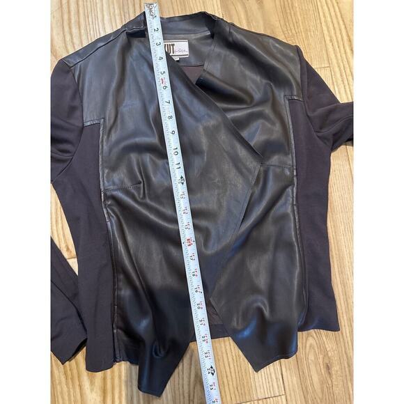 Kut From the Kloth Lincoln Faux Leather Drape Jacket, moto syle, brown, medium - Picture 9 of 9